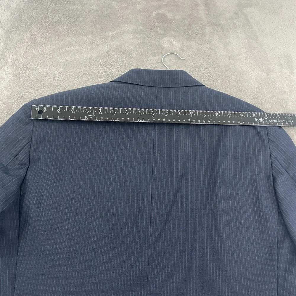 Samuelsohn 100% Wool Sport Coat Men 42/36R Blue Stripe Double Vent Preppy Canada